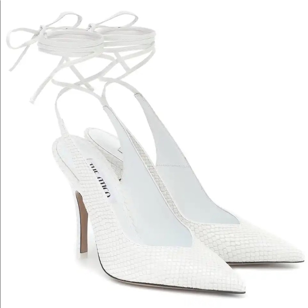 The Attico Venus Croc-Embossed Pumps White